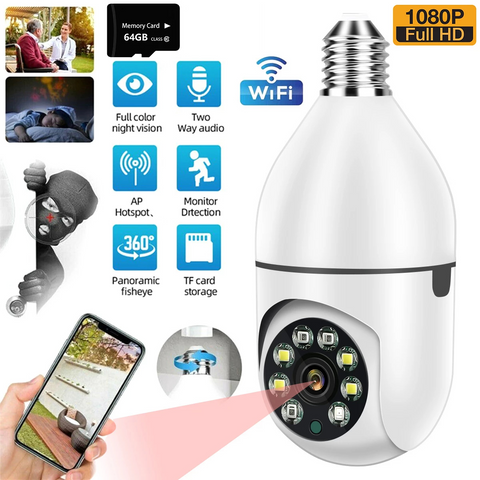V380 Pro Smart Wireless Camera - WiFi Bulb Shape CCTV Security Camera