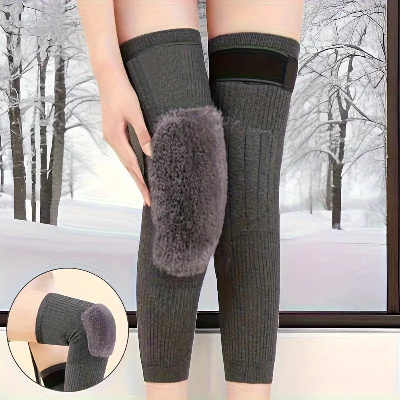 THERMAL WINTER WARM KNEE PADS WITH STRAPS  FOR MEN AND WOMEN- WOOL MATERIAL -PAIR