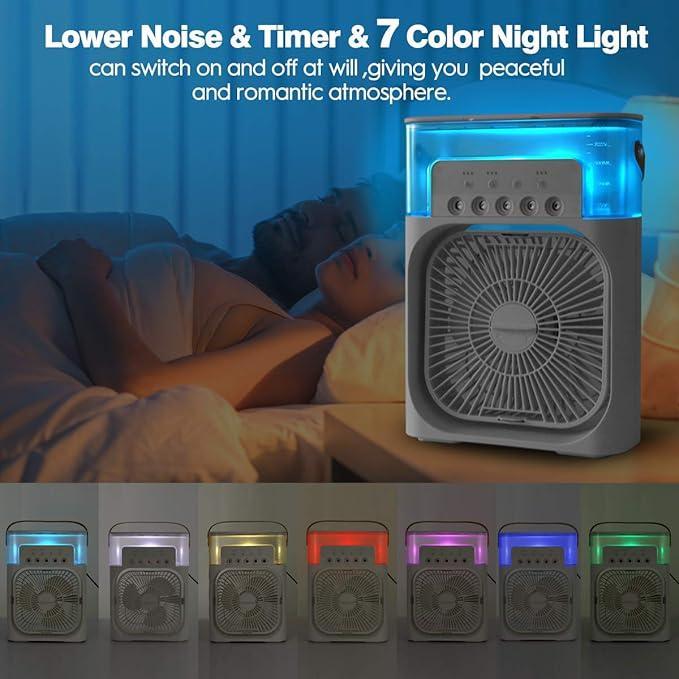 Portable Air Conditioner Fan Personal Cooler Desk Fan for Shop, Office, Kitchen, USB Powered Mini AC, Portable Humidifier Air Cooler Fan, Mini Cooler for Home (Mist Fan) with 3 Speed Modes