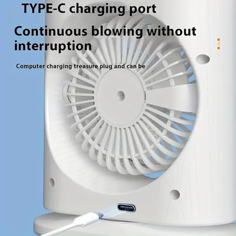 Rechargeable Portable Mini Double Fan Air Cooler With Mist Humidifier And Led Lighting, Mini Table Cooling Fan