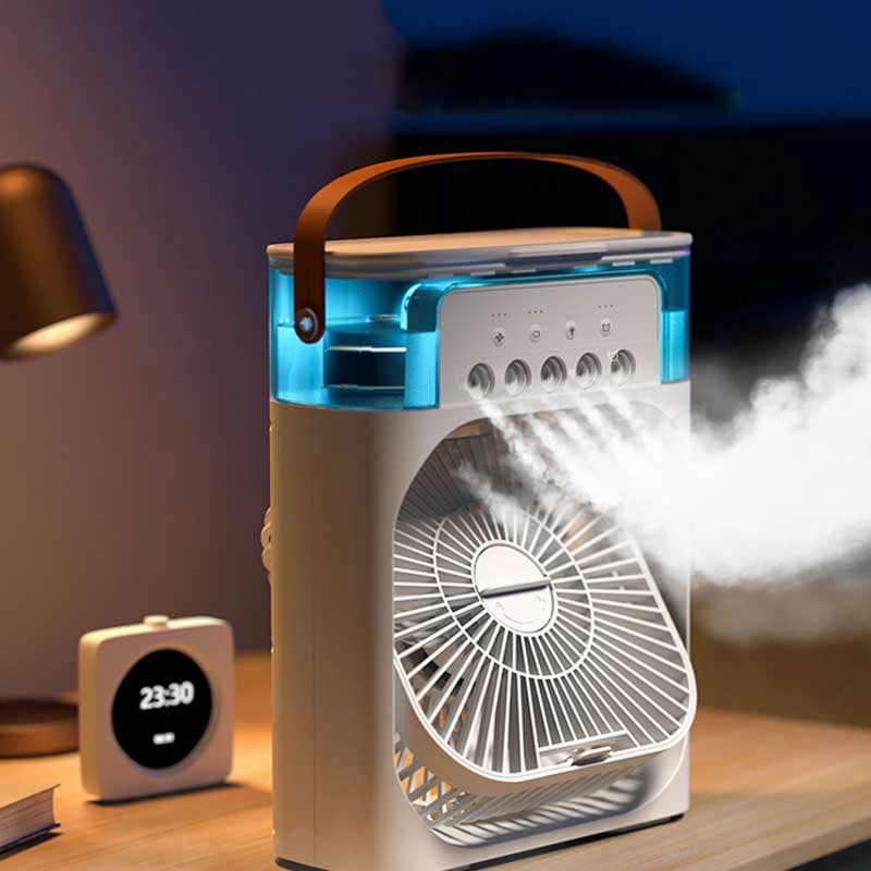 Portable Air Conditioner Fan Personal Cooler Desk Fan for Shop, Office, Kitchen, USB Powered Mini AC, Portable Humidifier Air Cooler Fan, Mini Cooler for Home (Mist Fan) with 3 Speed Modes