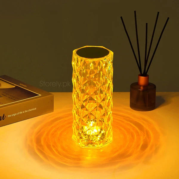 Rose Crystal LED Table Lamp – 16 Colors, Touch & Remote Control